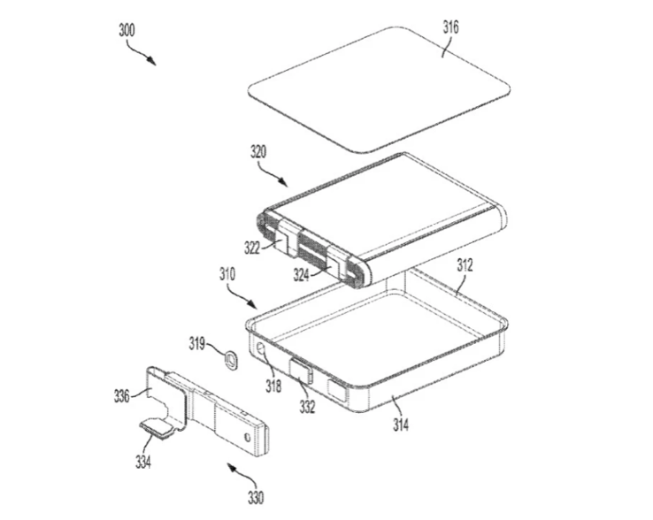 An image illustrating Apple's proposed battery housing. (Image: Apple)