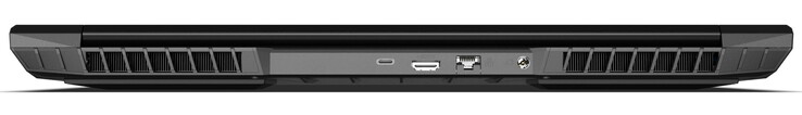 Rear: power, 2.5 Gbit (LAN), HDMI 2.1 (with HDCP 2.3), Thunderbolt 4/USB-C 4.0 Gen3 (DisplayPort 1.4a, G-SYNC compatible, no power delivery) (image source: Schenker)