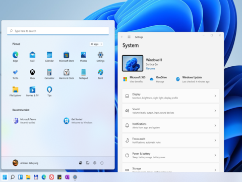 Windows 11 on the laptop in test