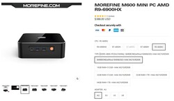 Morefine M600 configurations (source: Morefine)