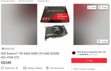 MSI RX 6400 AERO ITX on NVX System Integrators. (Source: carousell)