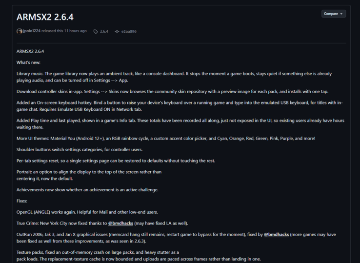 Patch notes of the latest build.