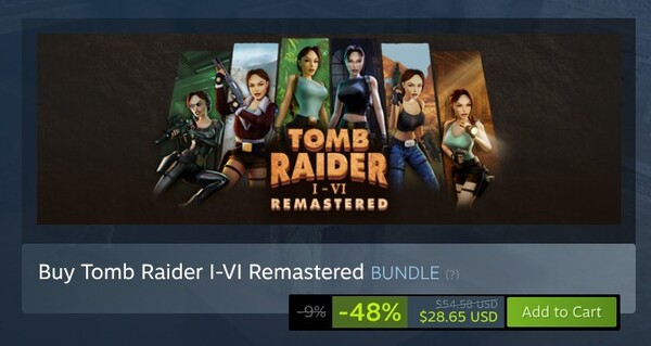 Tomb Raider I-VI Remastered is discounted on Steam but you can save a bit more when you buy it via Fanatical. (Image source: Steam)