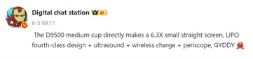 Digital Chat Station provided information about the Vivo X300 Pro Mini (machine translated). Image source: Digital Chat Station on Weibo)