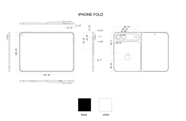 Alleged iPhone Ultra/Fold schematics from a case manufacturer (upscaled with AI).
