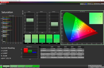 Saturation (7.6-inch panel, profile: Vivid, white balance: Warm, target color space: DCI-P3)