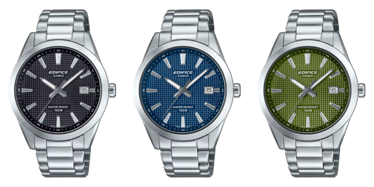 From left to right: the Casio Edifice EFV-160D-1AV, EFV-160D-2AV, and EFV-160D-3AV watches. (Image source: Casio)
