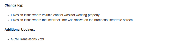 The release notes for Garmin beta version 16.05 for the Venu 3 and vivoactive 5 smartwatches. (Image source: Garmin)