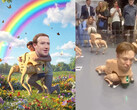Mark Zuckerberg and Elon Musk reimagined as robotic dogs by Beeple (image source: @beeple_crap on IG, edited)
