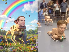 Mark Zuckerberg and Elon Musk reimagined as robotic dogs by Beeple (image source: @beeple_crap on IG, edited)