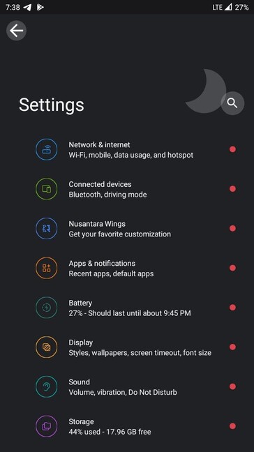 Nusantara Project 2.7 ROM settings on Redmi Note 5A (Source: Nusantara Project team member via Telegram)