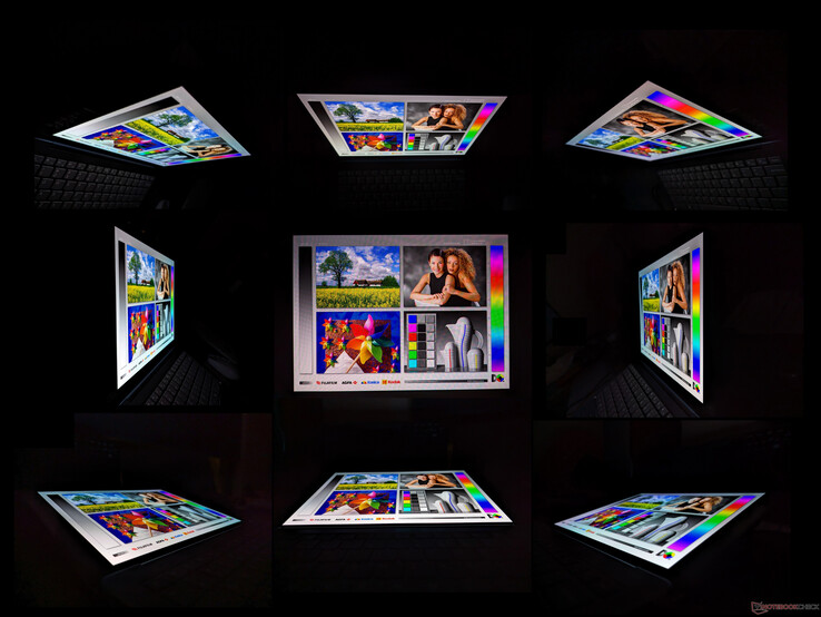 Wide OLED viewing angles. A rainbow effect is visible from extreme angles
