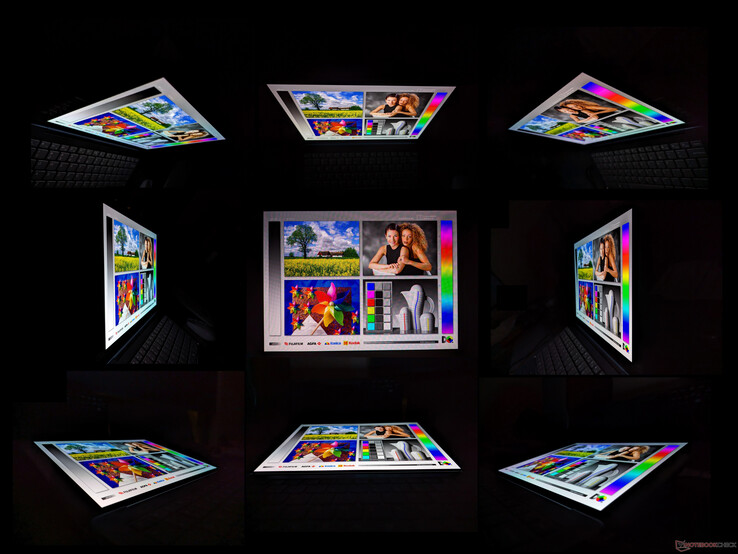 Wide OLED viewing angles. A rainbow effect is visible from extreme angles