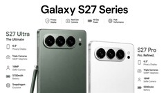 Design sketches suggest a horizontal camera layout for the Samsung Galaxy S27 Ultra and Galaxy S27 Pro.