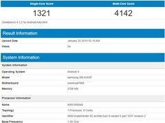 Samsung Galaxy A30 (SM-A305F) specs listing (Source: Geekbench)