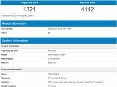 Samsung Galaxy A30 (SM-A305F) specs listing (Source: Geekbench)