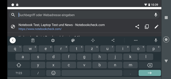 Keyboard in landscape mode