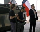 Elon Musk announcing the Tesla Lithium refinery next to the Cybertruck (image: Tesla)