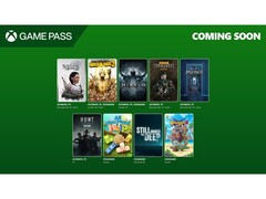 A promotional image for Xbox Game Pass that showcases cover art for nine new titles being added to the service in April 2025. (Image Source: Microsoft)