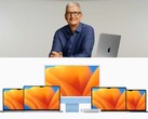 Mac Mini and Mac Studio in short supply for many months to come. Tim Cook and various MacBooks pictured.