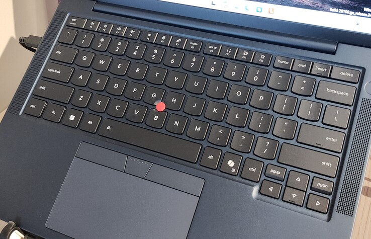 The new Lenovo ThinkPad keyboard design (shown off on a T14s Gen 7).