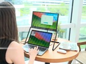 LiftVue can be positioned above a laptop screen using a clever stand.