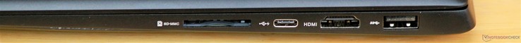 Right: SD Card reader, USB 3.0 (Gen 1) Type-C, HDMI 1.4, USB 3.0 (Gen 1) Type-A