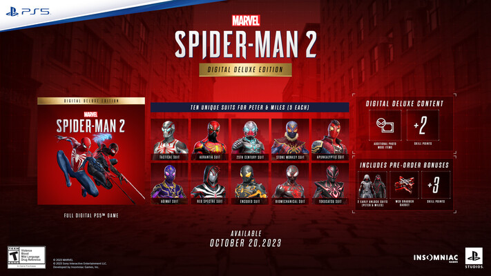 Marvel's Spider-Man 2 Digital Deluxe contents (image via Sony)