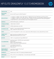 HP Elite Dragonfly Chromebook - Specifications. (Image Source: HP)