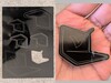 Notebookcheck logo on acrylic (left) using Diode laser and cutout (right) using Fiber laser.