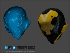 3D model from NIR mode scan of foam helmet and its color map