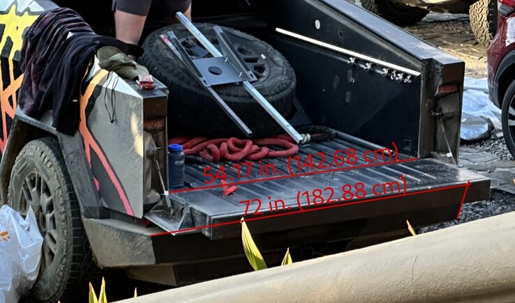 Some image editor wizardry indicates that the Tesla Cybertruck will have a remarkably wide bed, despite early concerns about aggressively slanted walls. (Image source: The Autopian - edited)