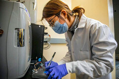 RA Yuxin Chen tests the viability of solid-state batteries (image: U-M)