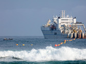 A boat involved in laying the Marea undersea cable. (Source: Microsoft)