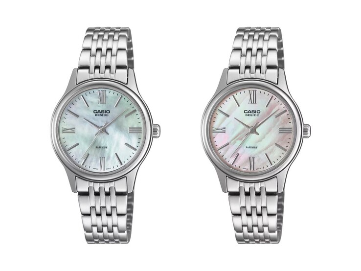 The Casio Beside Line BLS-100DS-2AV (left) and BLS-100DS-4AV (right) watches. (Image source: Casio, edited)