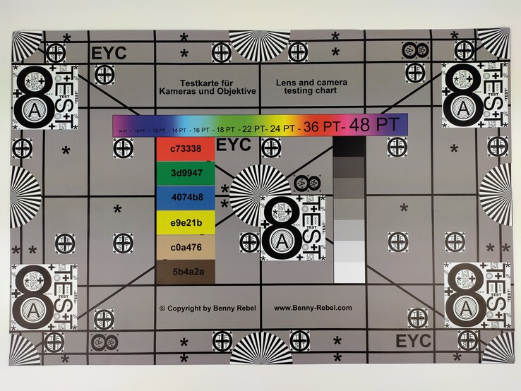 A photo of our test chart