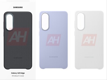 Galaxy S25 Edge leaked image (Edited) showing Kingsuit case in three colors. (Image source: Android Headlines)