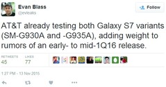 AT&T testing Samsung Galaxy S7 rumor on Twitter by @evleaks