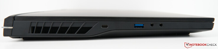 Left: Kensington Lock, USB-A 3.2 Gen 2, microphone input, headphone output