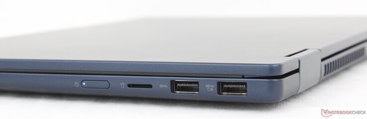 Right: Power button, SD card reader, 2x USB-A 3.2 Gen. 1