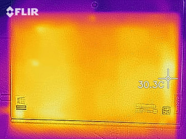 Heat map of the back of the device at idle