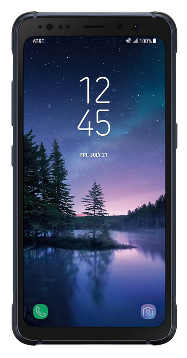 The Galaxy S8 Active in Meteor Gray. The display is still 18.5:9 aspect ratio with rounded corners. (Source: Samsung)