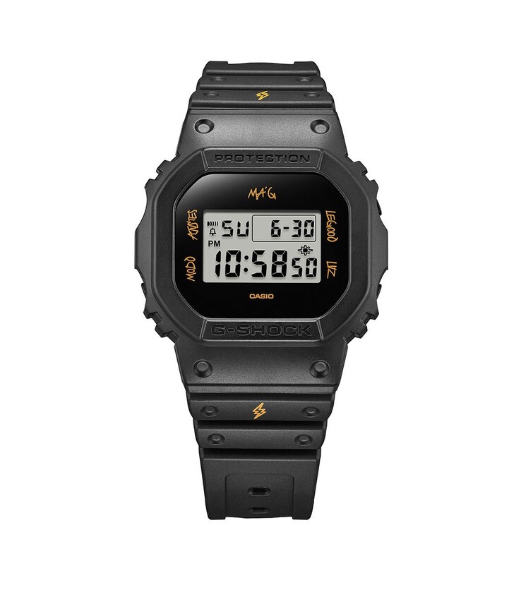 The Casio DWE-5600JB-1A9ER with black casing and strap. (Image source: Casio)