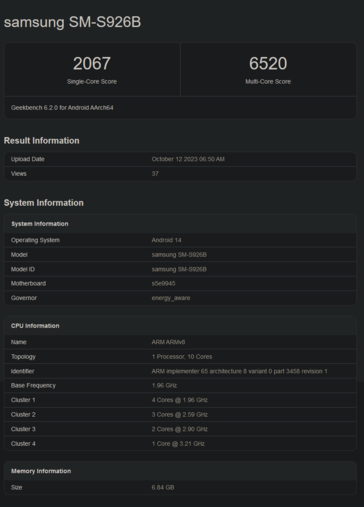 Exyos 2400 Geekbench (image via Geekbench)