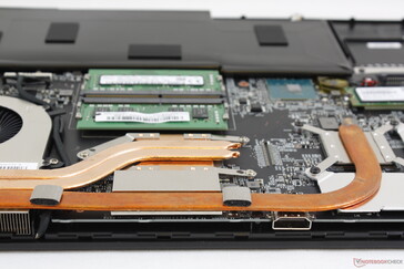 GPU heat pipe is closer to the rear edge of the chassis than on most other laptops