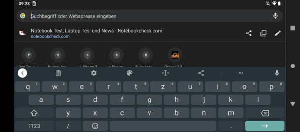 Keyboard in landscape mode