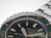 Close-up of the Seiko 5 Sports SKX HDB005, highlighting its dark green dial