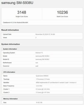Snapdragon 8 Elite for Galaxy Geekbench CPU (image source: Geekbench)
