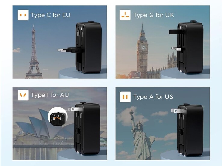 The Tessan Ultra Thin Universal Travel Adapter PD 20W. (Image source: Tessan)