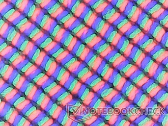 RGB subpixel array. Matte overlay causes slight color grains